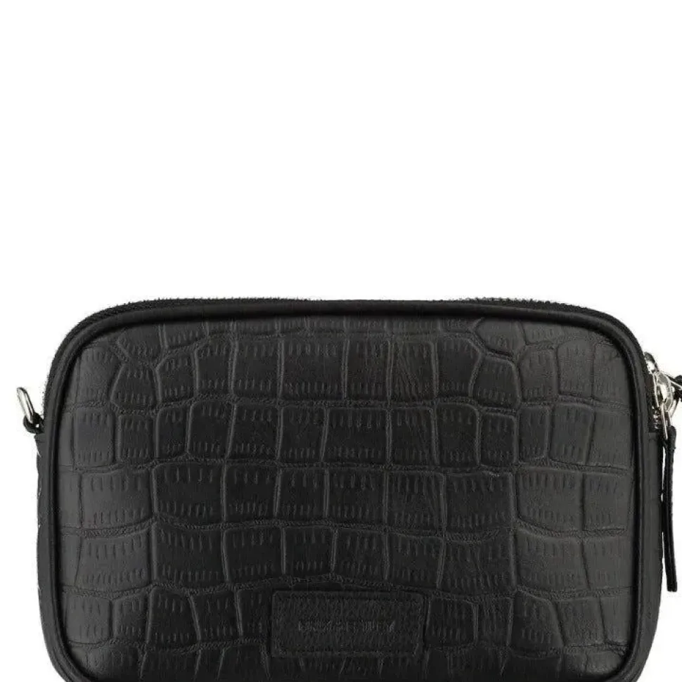 Black Croc Print Leather Crossbody Bag | BYRXI