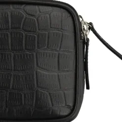Black Croc Print Leather Crossbody Bag | BYRXI