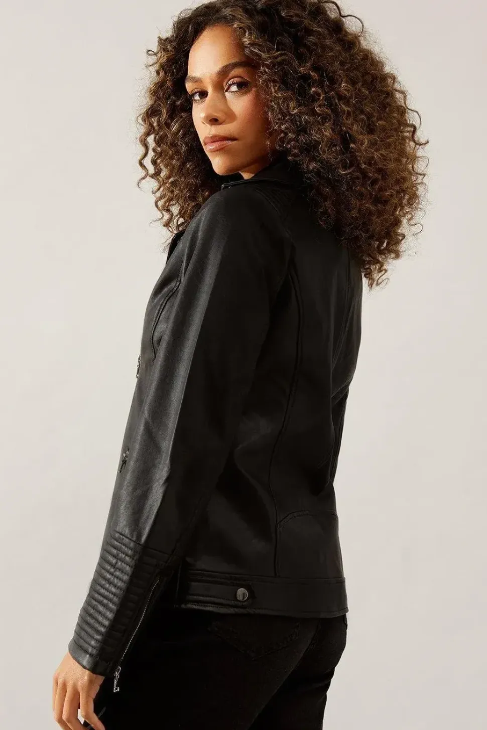 Black Faux Leather Biker Jacket