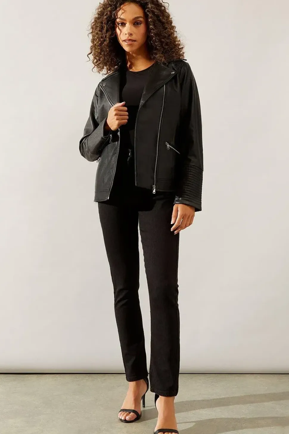 Black Faux Leather Biker Jacket