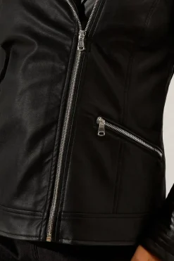 Black Faux Leather Biker Jacket