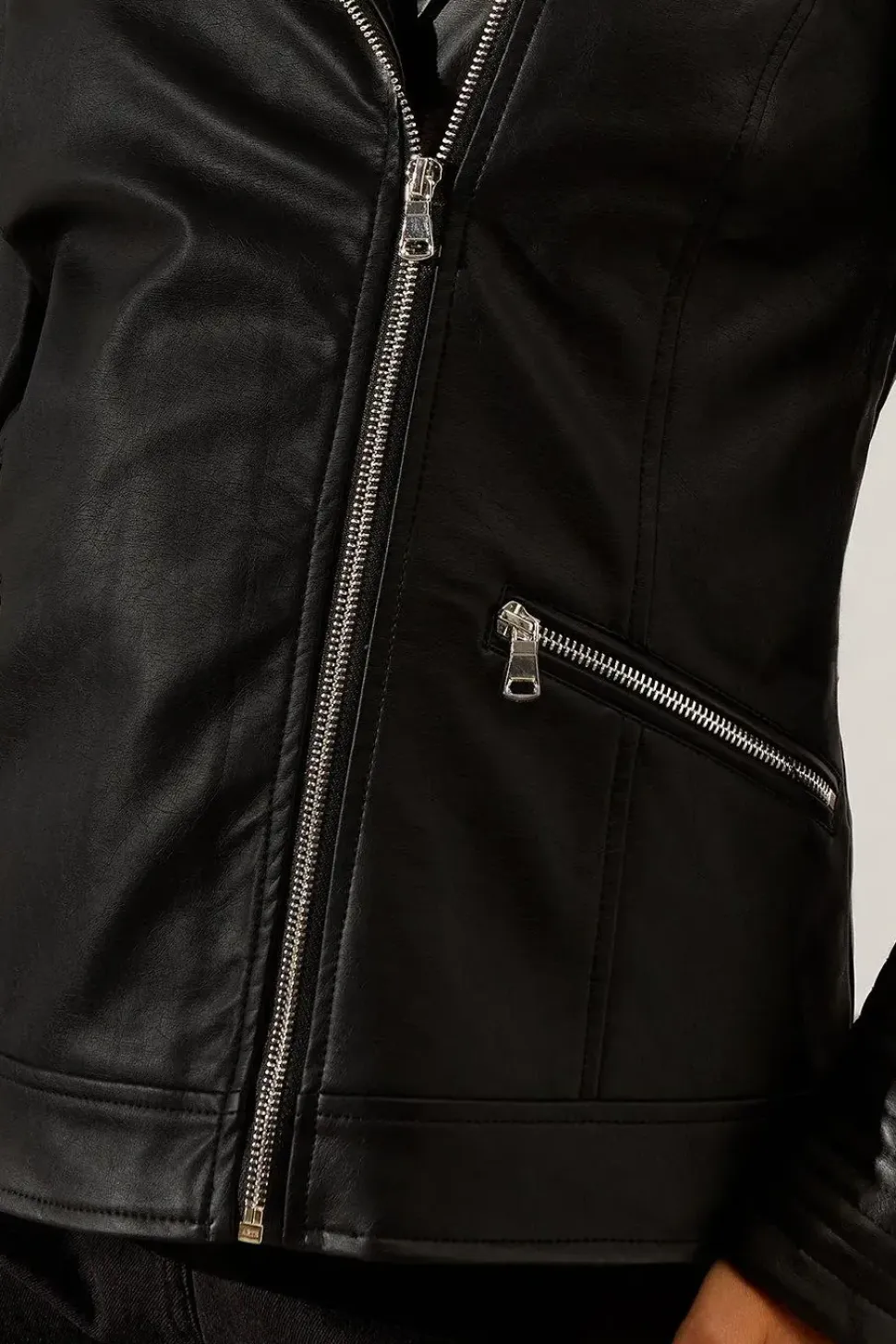 Black Faux Leather Biker Jacket