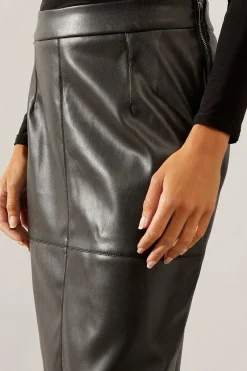 Black Faux Leather Pencil Skirt