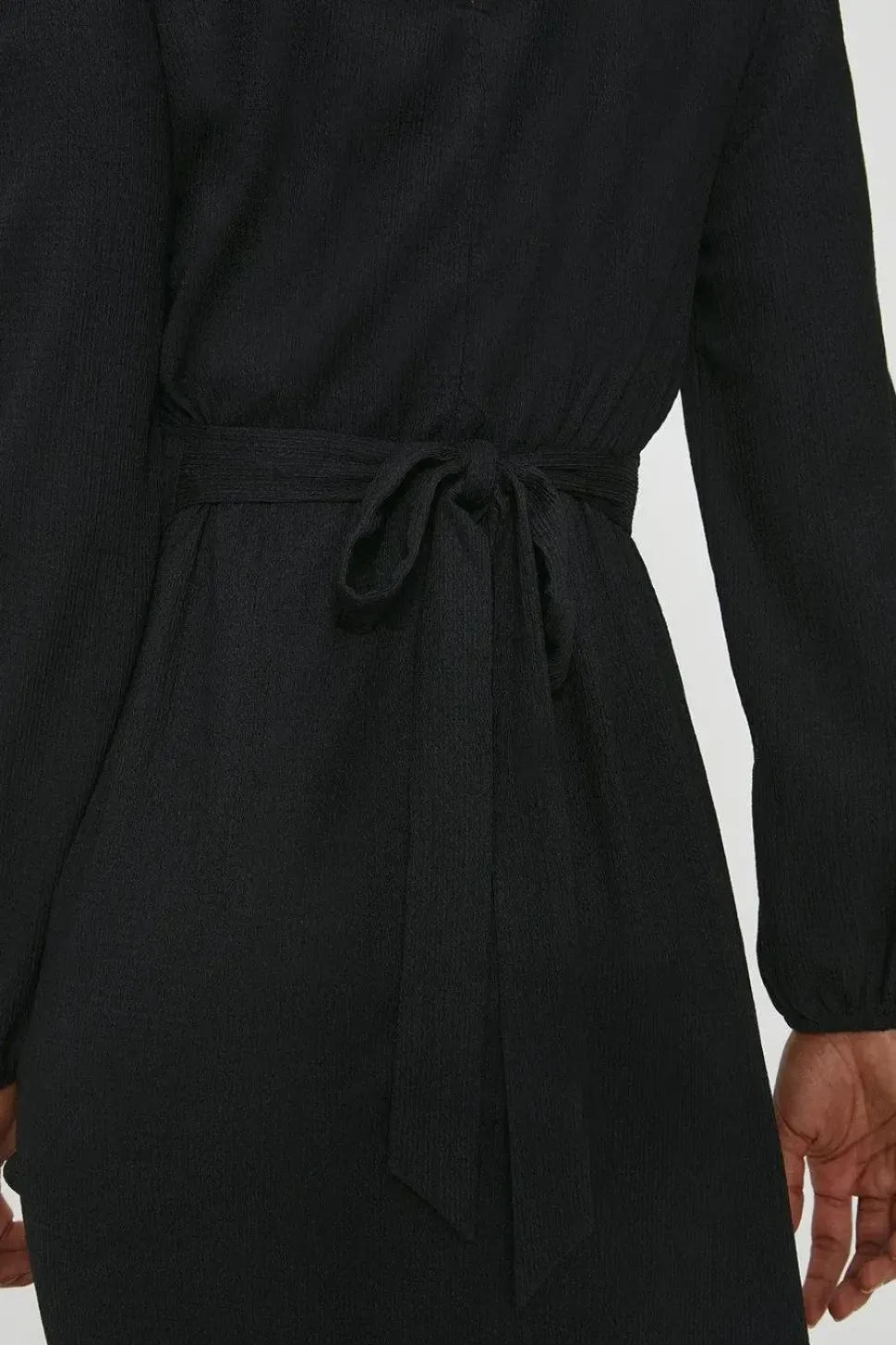 Black Frill Neck Midi Dress