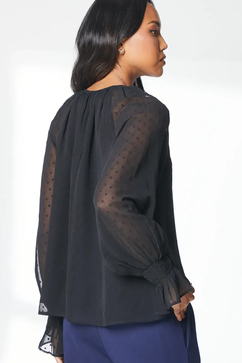 Black Keyhole Detail Dobby Top