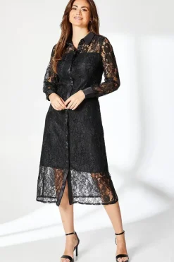 Black Lace Shirt Dress