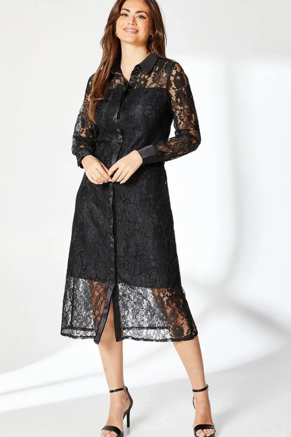 Black Lace Shirt Dress