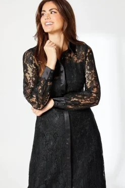 Black Lace Shirt Dress