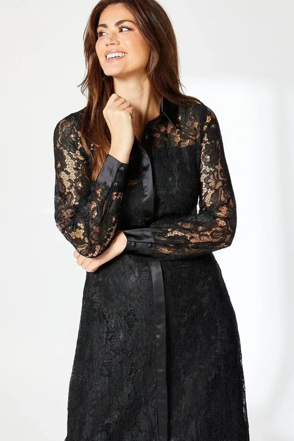 Black Lace Shirt Dress