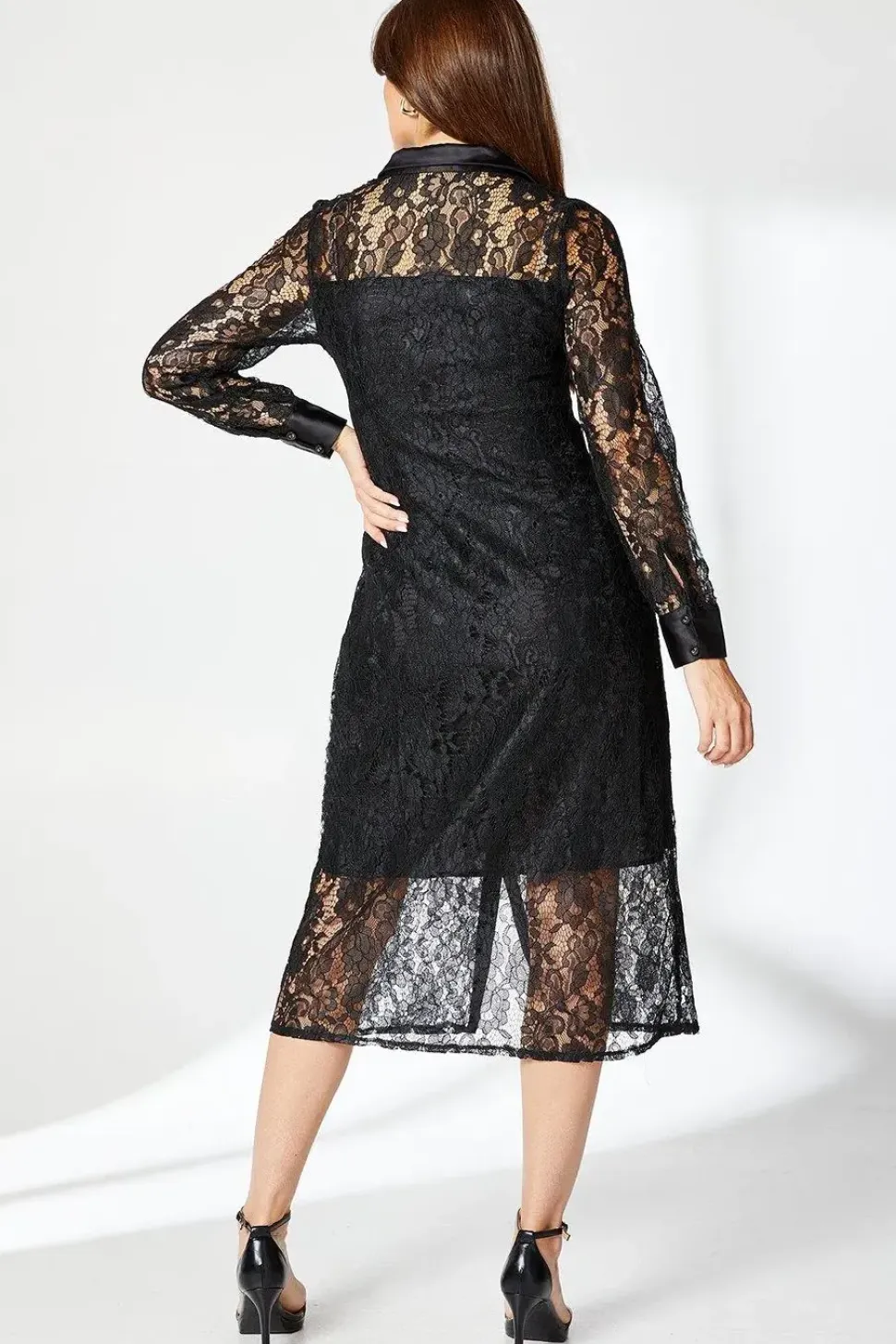 Black Lace Shirt Dress