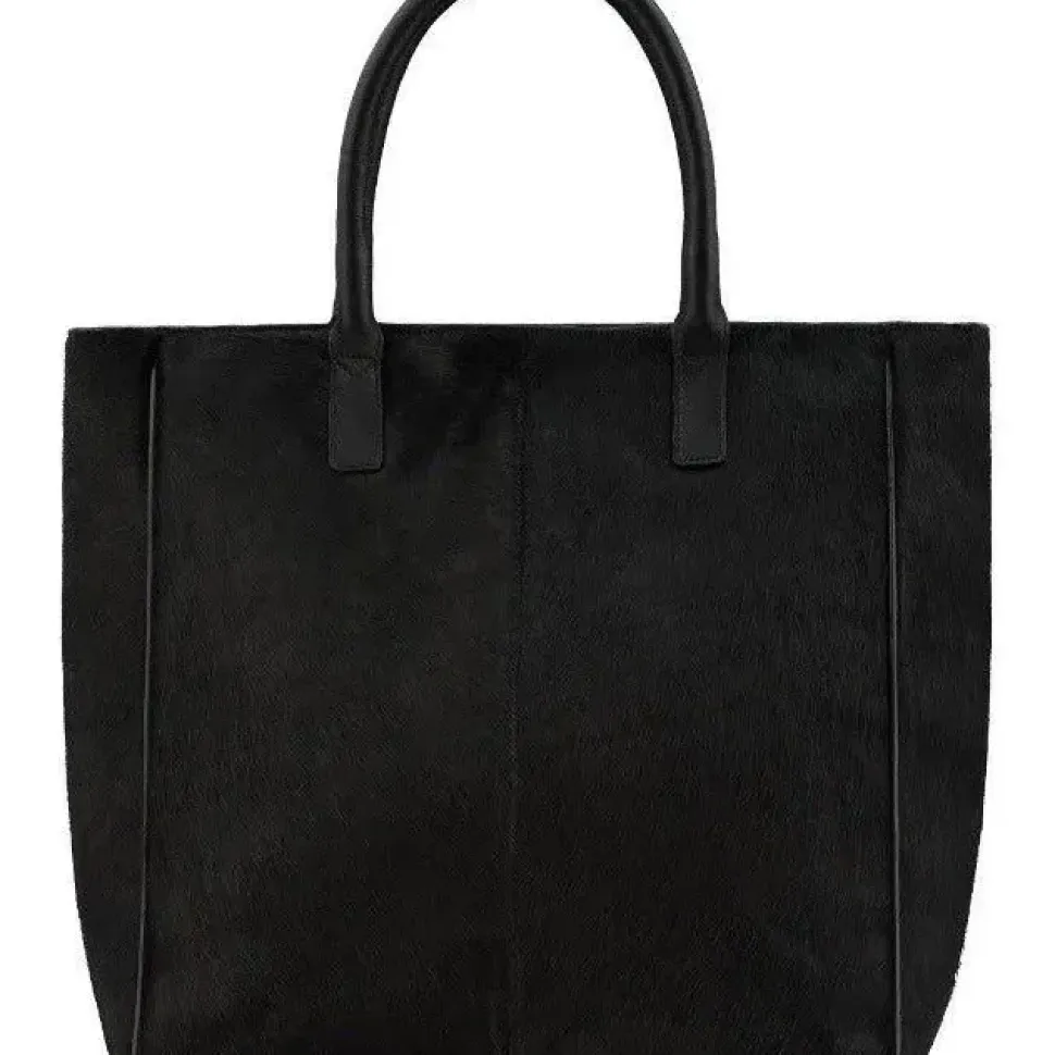 Black Large Calf Hair Large Leather Tote | BYBXX