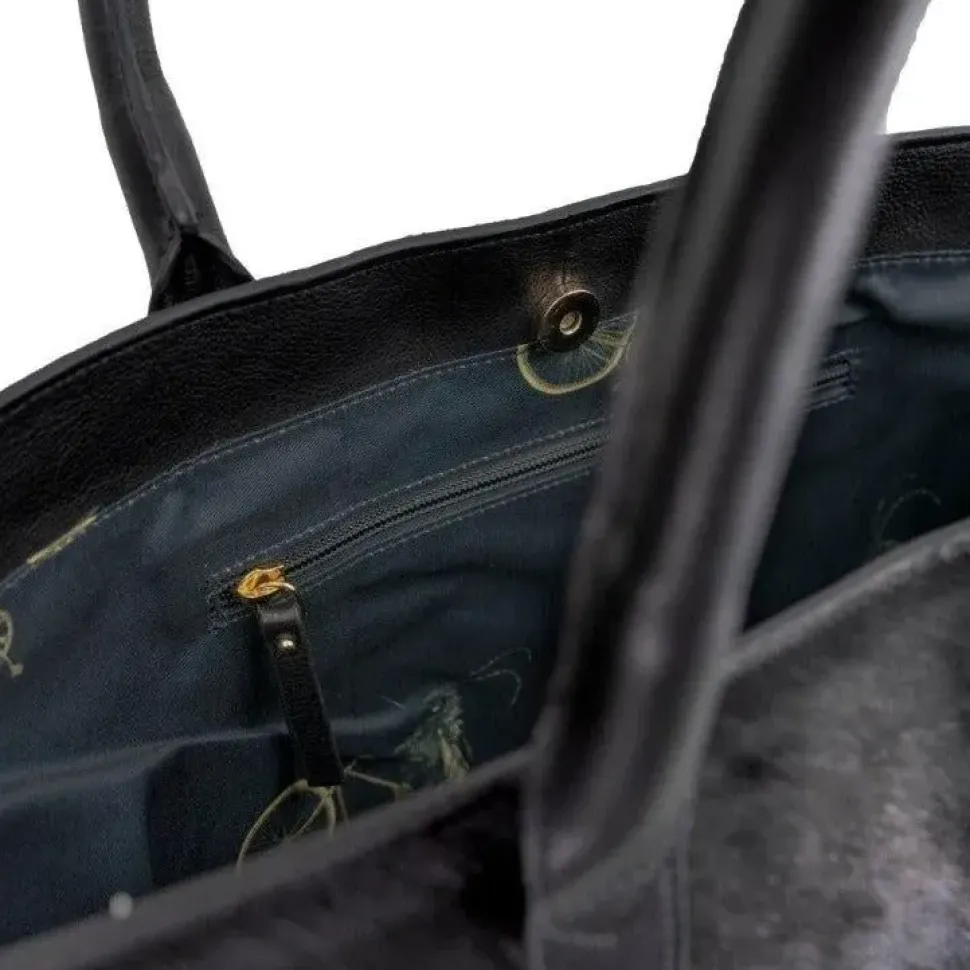 Black Large Calf Hair Large Leather Tote | BYBXX