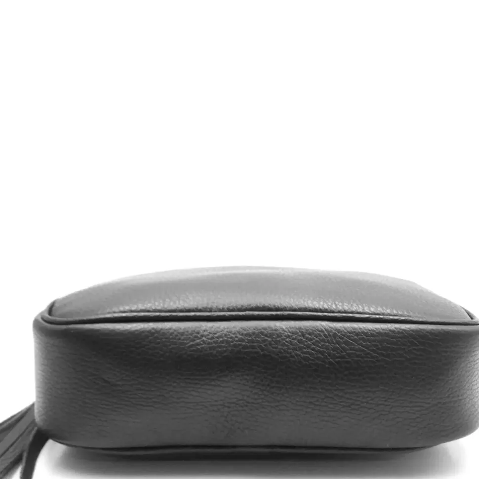 Black Patchwork Vegan Leather Crossbody Bag | BDYYN