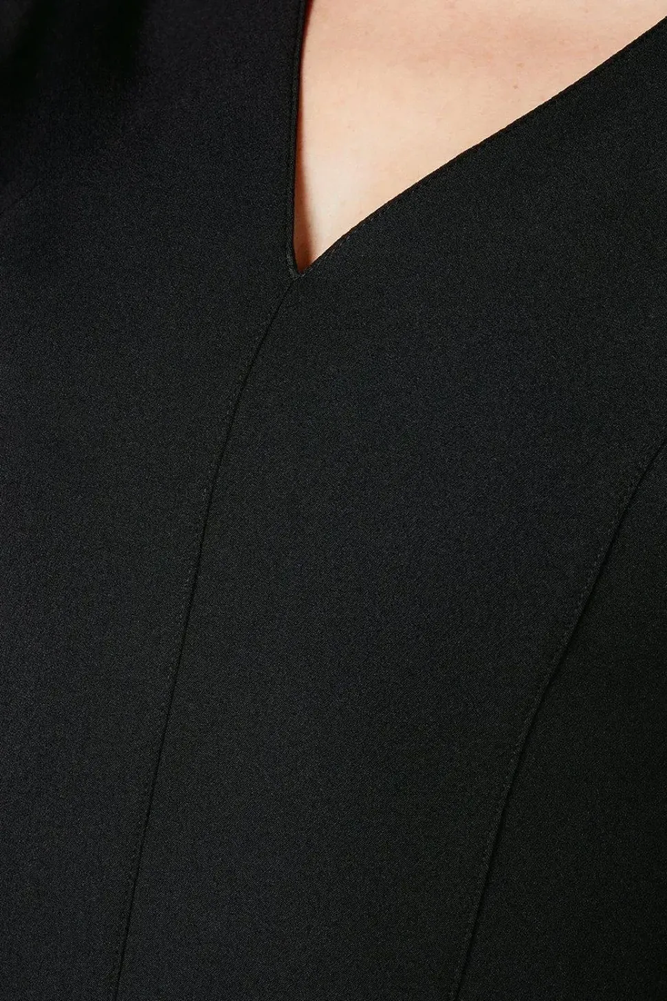 Black Pleat Detail Midi Dress