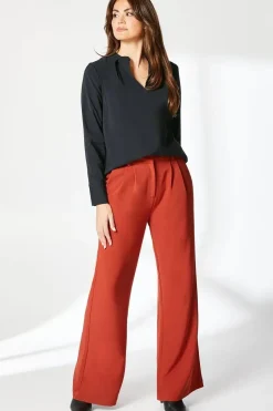Black Pleat Neck Detail Top