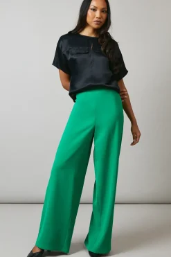 Black Pocket Detail Viscose Satin Top