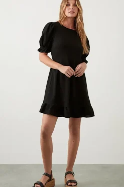 Black Ruffle Hem Mini Dress