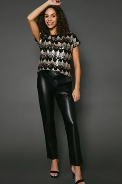 Black Sequin Detail T-shirt