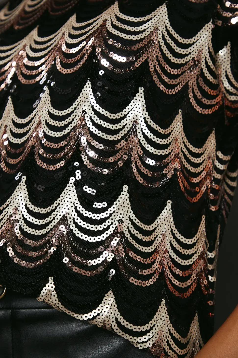 Black Sequin Detail T-shirt