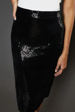 Black Sequin Midi Skirt