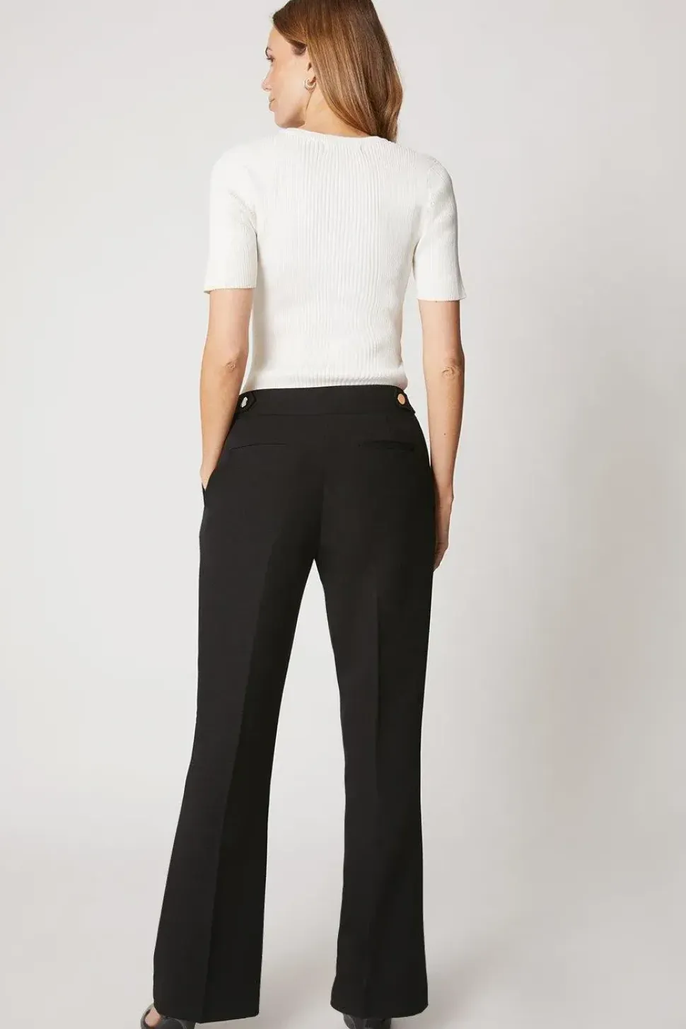 Black Smart Bootcut Leg Trousers