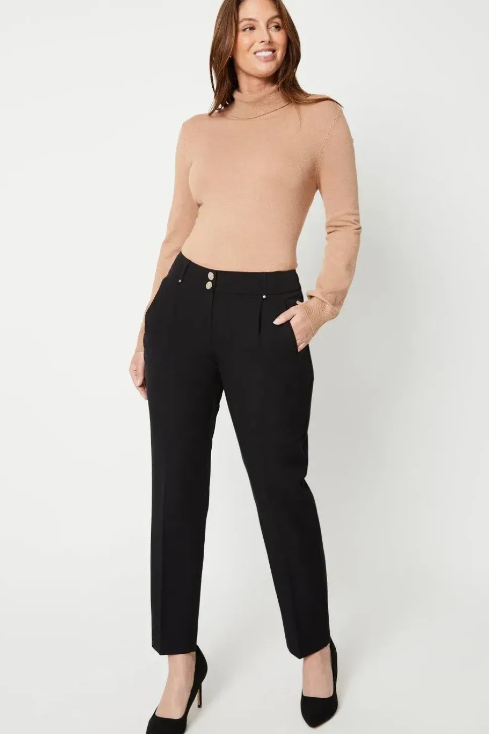 Black Smart Tapered Leg Trousers