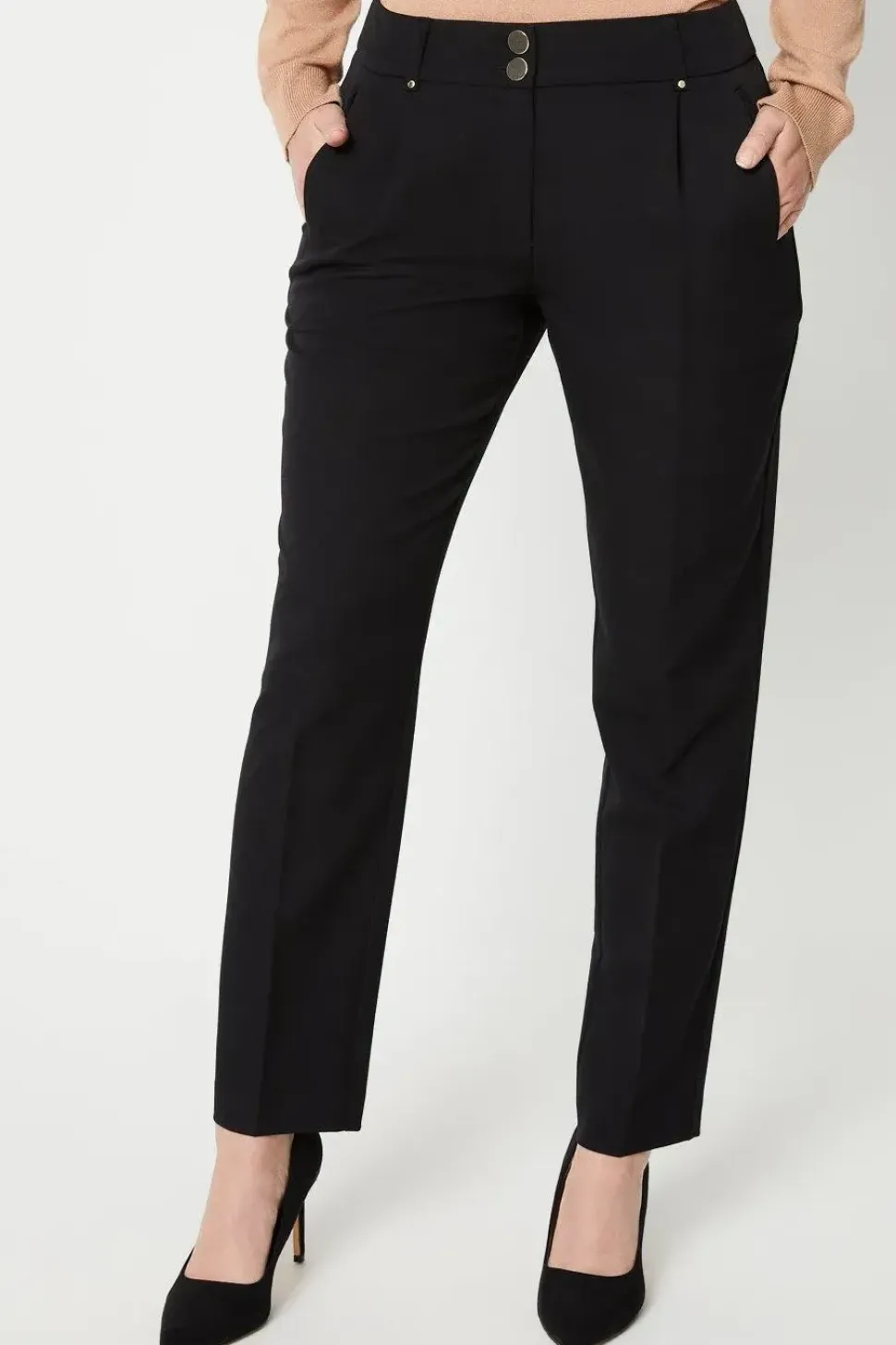 Black Smart Tapered Leg Trousers