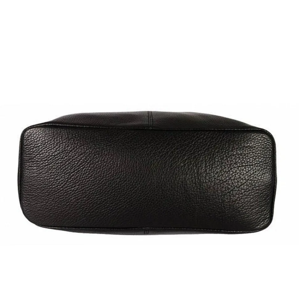 Black Soft Pebbled Leather Hobo Bag | BRRXD