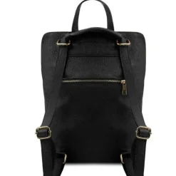 Black Soft Pebbled Leather Pocket Backpack | BYLER