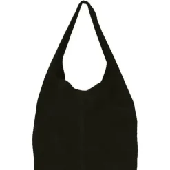 Black Soft Suede Leather Hobo Shoulder Bag | BYIAE