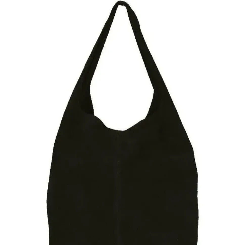 Black Soft Suede Leather Hobo Shoulder Bag | BYIAE