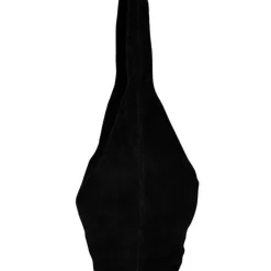 Black Soft Suede Leather Hobo Shoulder Bag | BYIAE
