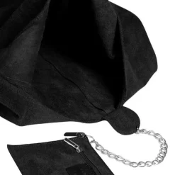 Black Soft Suede Leather Hobo Shoulder Bag | BYIAE