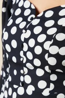 black spot button front blouse