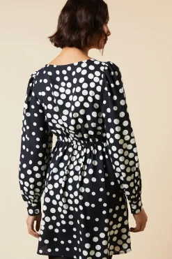 Black Spot button front mini dress