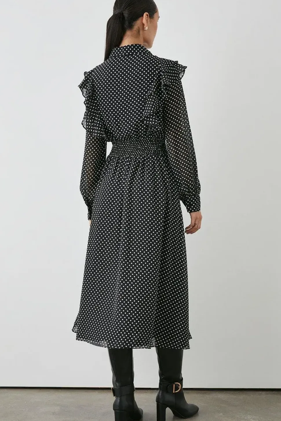 Black Spot Button Up Shirt Dress