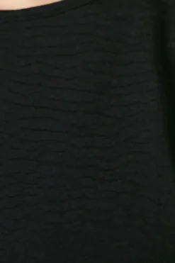 Black Textured Jersey Top