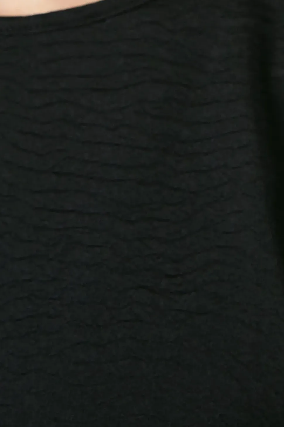Black Textured Jersey Top
