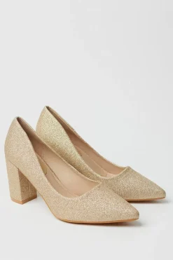 Blakely Glitter High Block Heel Pointed Court Shoes