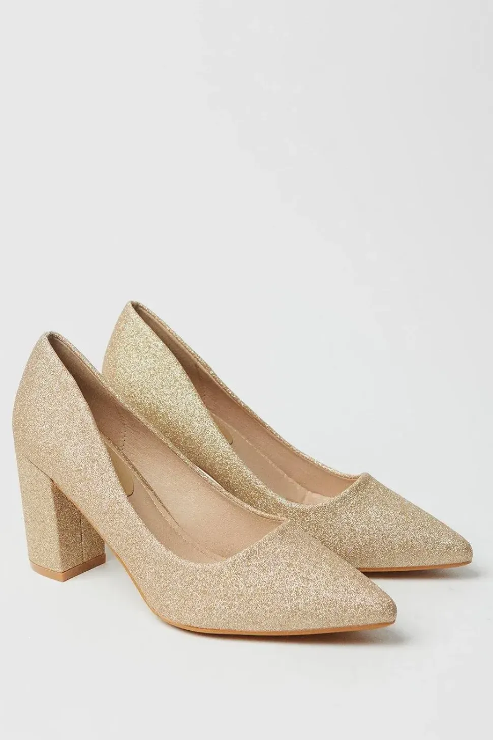 Blakely Glitter High Block Heel Pointed Court Shoes