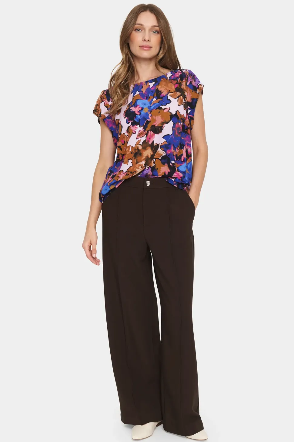 Blanca Short Sleeve Casual Fit Blouse-Floral