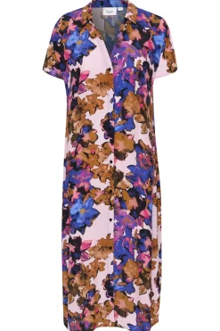 Blanca Short Sleeve Shirt Dress-Floral