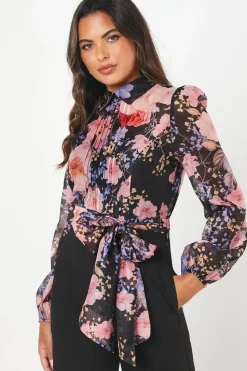 Blouson Sleeve Pintuck Detail Wide Leg Wedding Guest Jumpsuit
