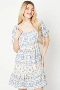 Blouson Waist Detail Mini Dress