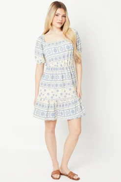 Blouson Waist Detail Mini Dress