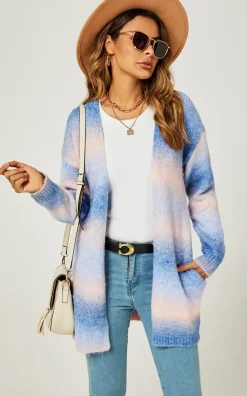 Blue & Pink Rainbow Midi Cardigan