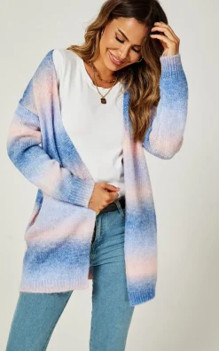 Blue & Pink Rainbow Midi Cardigan