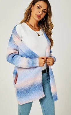 Blue & Pink Rainbow Midi Cardigan