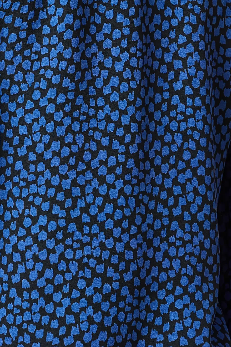 Blue Blurred Spot Shirred Cuff Blouse