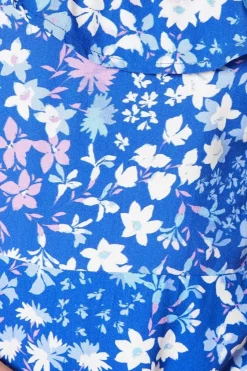 Blue Ditsy Ruffle Midi Dress